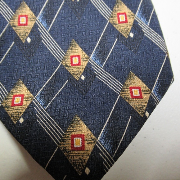 Navy Blue Tie W/ red,gold pattern Jos. A. Bank - Picture 2 of 5